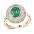 Luxoro 10K Yellow Gold AAA Kagem Zambian Emerald, Diamond (G-H, I2) (0.55 cts) Ring (Size 10.0) (4.45 g) 2.25 ctw - Sticky add to cart bar