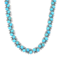 TLV Blue Howlite, White Austrian Crystal Necklace (18-20 Inches) in Silvertone 190.00 ctw