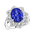 Doorbuster Certified and Appraised Rhapsody AAAA Tanzanite and E-F VS Diamond 6.00 ctw Ring in 950 Platinum (Size 10.0) 8.35 Grams - Sticky add to cart bar