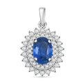 Rhapsody AAAA Andranondambo Blue Sapphire and E-F VS Diamond 1.40 ctw Pendant without Chain in 950 Platinum - Sticky add to cart bar