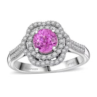 Doorbuster Certified & Appraised Rhapsody 950 Platinum AAAA Madagascar Pink Sapphire, Diamond (F-E, VS) (0.41 cts) Ring (Size 10.0) (7 g) 1.75 ctw