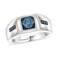 Luxuriant Lab Grown Blue Diamond (SI) Men's Ring in Platinum Over Sterling Silver (Size 10.0) 1.00 ctw - Sticky add to cart bar
