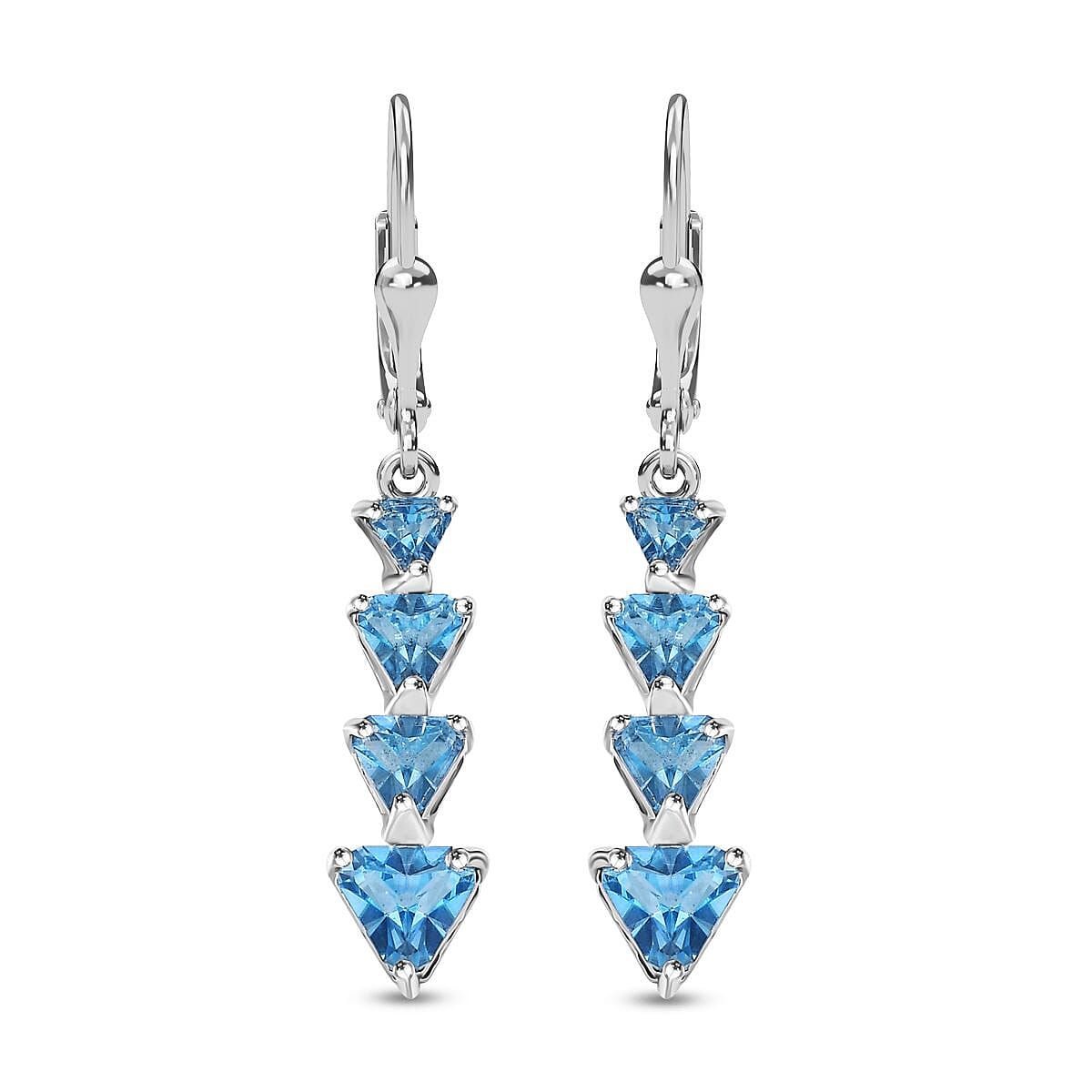 D'Joy Signity Ice Blue Topaz 2.50 ctw Arrow Earrings in Platinum Over Sterling Silver