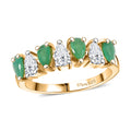 Kagem Zambian Emerald, Moissanite Ring in 18K Vermeil YG Over Sterling Silver (Size 7.0) 1.35 ctw - Sticky add to cart bar