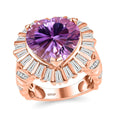 GP Amore Collection Premium Rose De France Amethyst, Moissanite Solitaire Ring in 18K Vermeil RG Over Sterling Silver (Size 10.0) 9.90 ctw - Sticky add to cart bar