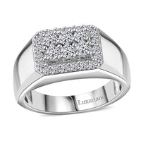 Luxuriant Diamond  Lab Grown Diamond  Mens Ring in Rhodium Overlay Sterling Silver 0.98 ctw ,  Silver Wt. 7.5 g
