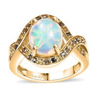 Ethiopian Welo Opal, Multi Gemstone Ring in 18K Vermeil YG Over Sterling Silver (Size 10.0) 3.00 ctw