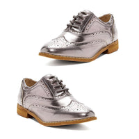Bucco Womens Lace Up Oxford Shoes - Pewter (Size 10)