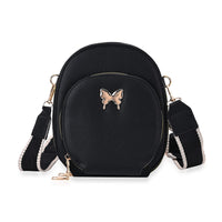 Black Faux Leather Crossbody Bag (6.6"x7.8"x2.5") with Adjustable Shoulder Strap