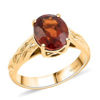 Luxoro 10K Yellow Gold AAA Sri Lankan Honey Garnet Solitaire Ring (Size 10.0) (4.24 g) 3.30 ctw