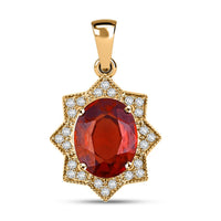 Luxoro AAA Ceylon Honey Garnet and G-H I2 Diamond 3.85 ctw Pendant without Chain in 10K Yellow Gold