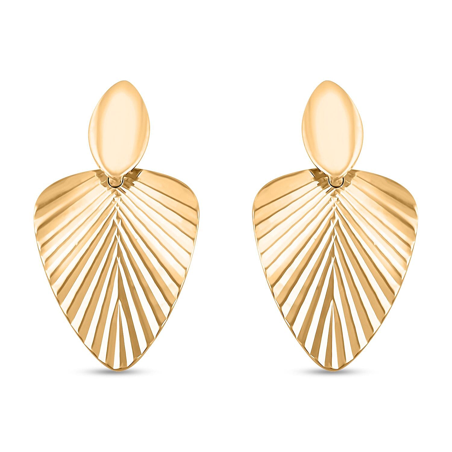 Italian Shield Designer Earrings in 10K Yellow Gold 1.70 Grams