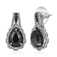 Karis Elite Shungite and Thai Black Spinel 2.75 ctw Royal Crown Earrings in Platinum Bond