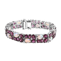 Premium Ethiopian Welo Opal, Multi Gemstone Bracelet in Rhodium Over Sterling Silver (6.50 In) 27.65 ctw