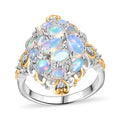 Ethiopian Welo Opal, White Zircon Ring in 18K Vermeil YG and Rhodium Over Sterling Silver (Size 10.0) 2.25 ctw - Sticky add to cart bar