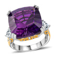 Concave Cut African Amethyst, White Topaz Majesty Ring in Vermeil YG and Rhodium Over Sterling Silver (Size 10.0) 21.60 ctw - Sticky add to cart bar
