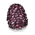 Premium Orissa Rhodolite Garnet 11.85 ctw Petal Cluster Ring in Rhodium Over Sterling Silver (Size 10.0) - Sticky add to cart bar