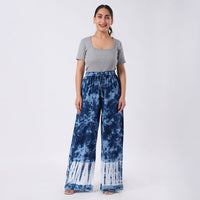 Blue Pajama Tie Dye Palazzo with 1/2Inch Elastic Band - One Size Fits Most