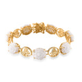Natural Jade 29.85 ctw Floral Bracelet in 18K Vermeil Yellow Gold Over Sterling Silver (6.50 In) - Sticky add to cart bar