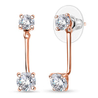 Simulated Diamond Interchangeable Earrings in 18K Rose Gold Over Sterling Silver