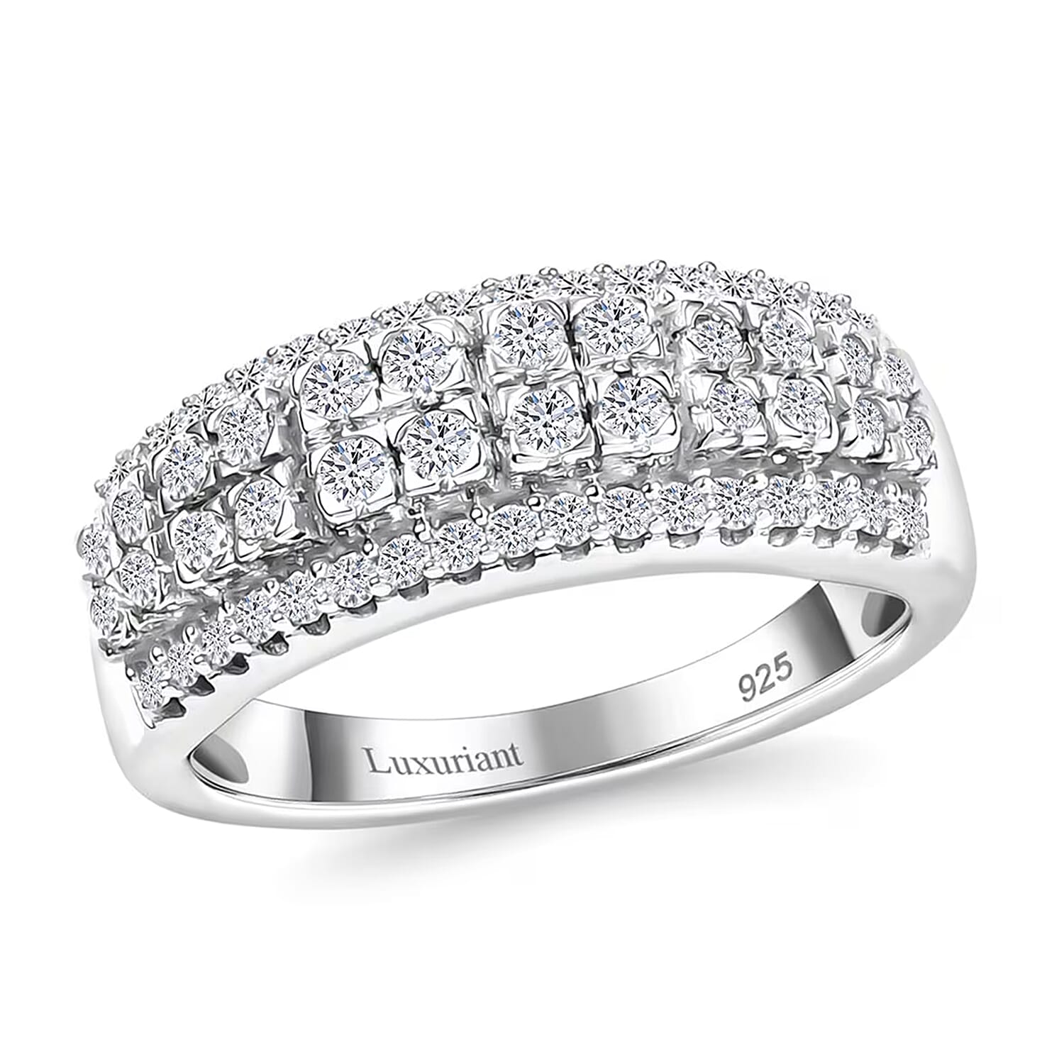 Luxuriant Lab Grown Diamond (SI) Ring in Rhodium Over Sterling Silver (Size 10.0) 1.00 ctw