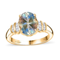 Luxoro 10K Yellow Gold AAA Premium Malagasy Moonstone, Diamond (G-H, I2) Ring (Size 6.0) 2.50 ctw