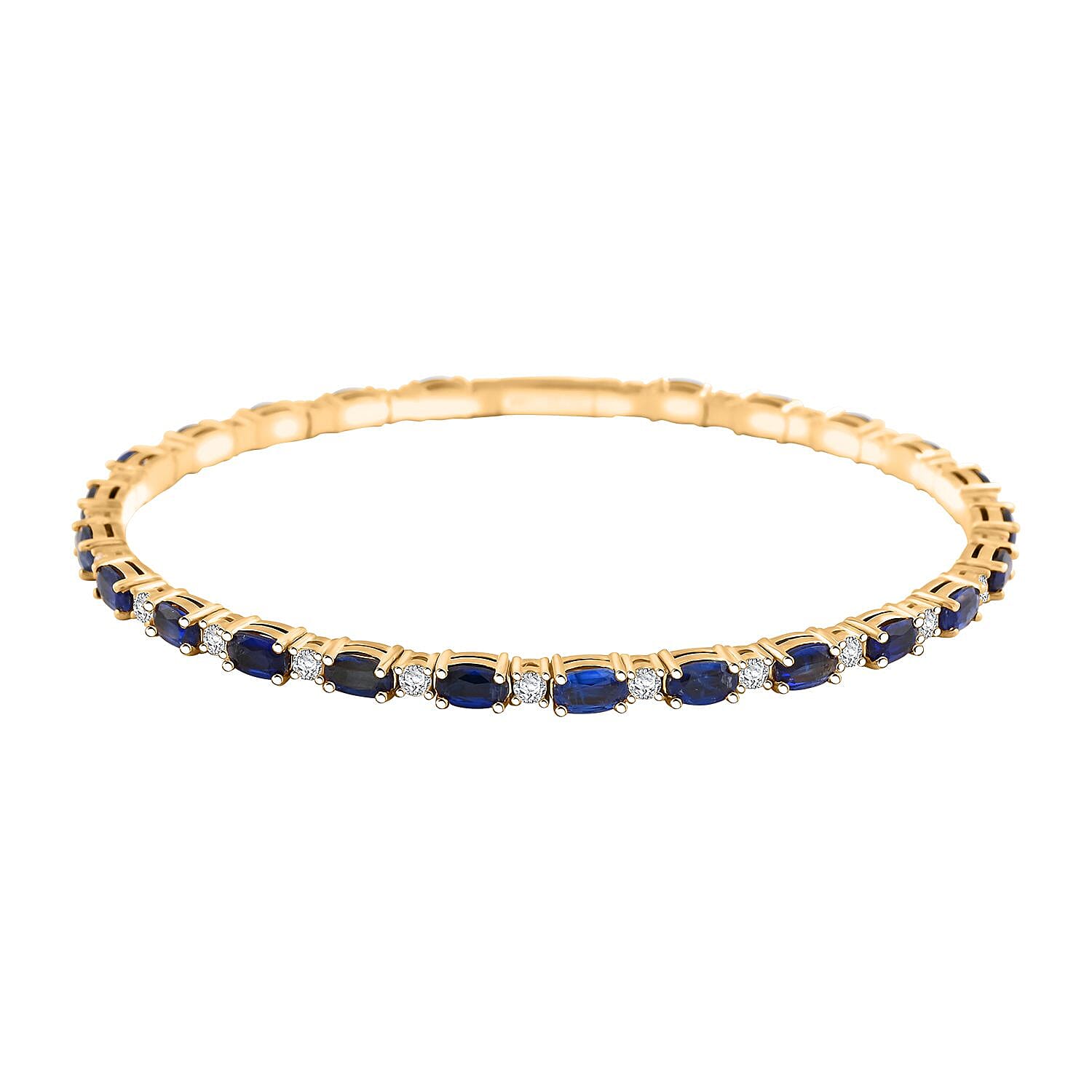 Doorbuster Modani Kyanite, White Topaz Bangle Bracelet (6.75 In) in Vermeil YG Over Sterling Silver with 1.5g Titanium Spring 6.35 ctw