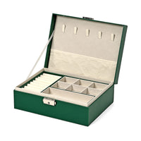 Green Faux Leather 2 Layer Jewelry Box (9"x6.7"x3.3")