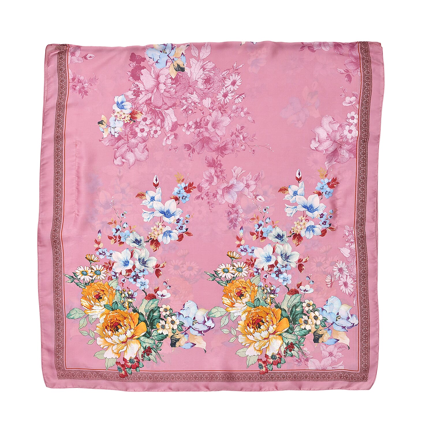 Pink Flower Silk Felling Kaftan - One Size Fits Most