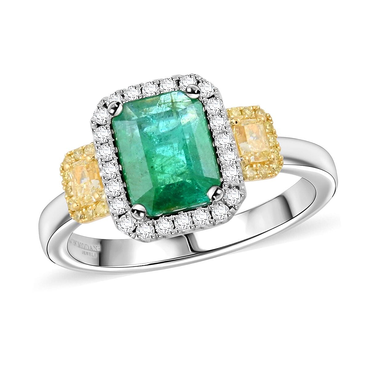 Doorbuster Modani Natural Yellow and White Diamond 2.29 ctw Ring in 950 Platinum and 18K White, Yellow Gold (Size 5.0) 7.70 Grams