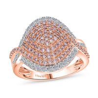 Natural Pink Diamond (I3), White Diamond Ring in Vermeil RG Over Sterling Silver (Size 8.0) 1.00 ctw