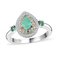 Kagem Zambian Emerald, Multi Gemstone Ring in Rhodium Over Sterling Silver (Size 7.0) 1.10 ctw - Sticky add to cart bar