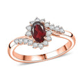 Premium Anthill Garnet, White Zircon Orchid Flower Ring in 18K Vermeil RG Over Sterling Silver (Size 7.0) 0.90 ctw - Sticky add to cart bar