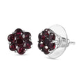 D'Joy Premium Anthill Garnet 2.15 ctw Floral Earrings in Rhodium Over Sterling Silver - Sticky add to cart bar
