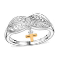 Leaf Ring with Cross Charm in 14K YG Over and Sterling Silver 2.75 Grams - Sticky add to cart bar