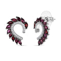 D'Joy Premium Anthill Garnet and White Zircon 2.90 ctw Leaf Earrings in Rhodium Over Sterling Silver - Sticky add to cart bar