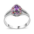 Madagascar Purple Sapphire, Multi Gemstone Ring in Rhodium Over Sterling Silver (Size 8.0) 1.00 ctw - Sticky add to cart bar