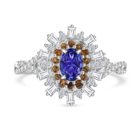 AAA Tanzanite, Multi Gemstone Infinity Bloom Ring in Rhodium Over Sterling Silver (Size 10.0) 1.00 ctw
