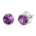D'Joy Rose De France Amethyst 7.50 ctw Solitaire Stud Earrings in 18K Vermeil RG Over Sterling Silver - Sticky add to cart bar