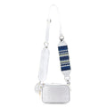 White Intricate Tribal Pattern Pochette Belt Handbag with Flap Pocket - Sticky add to cart bar