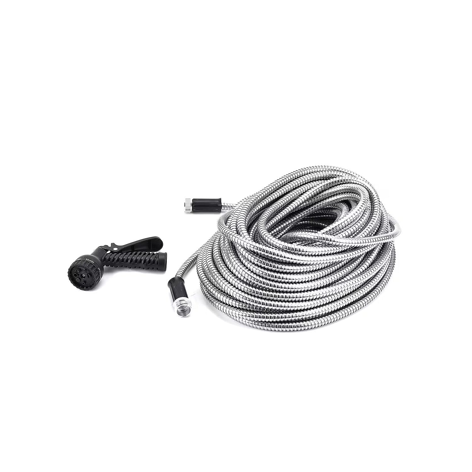 100ft Stainless Steel Water Hose Sprinkler with 7 Function Water Nozzle