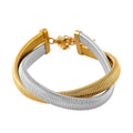 Wrap Texture 2 Row Bracelet in ION Plated YG and Stainless Steel (7.50-9.50In) - Sticky add to cart bar