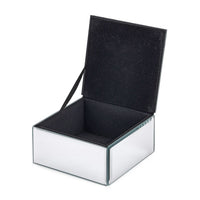 Square Glass Jewelry Box with Blue and Purple Crystal Floral on Top (4.72"x4.72"x2.95")