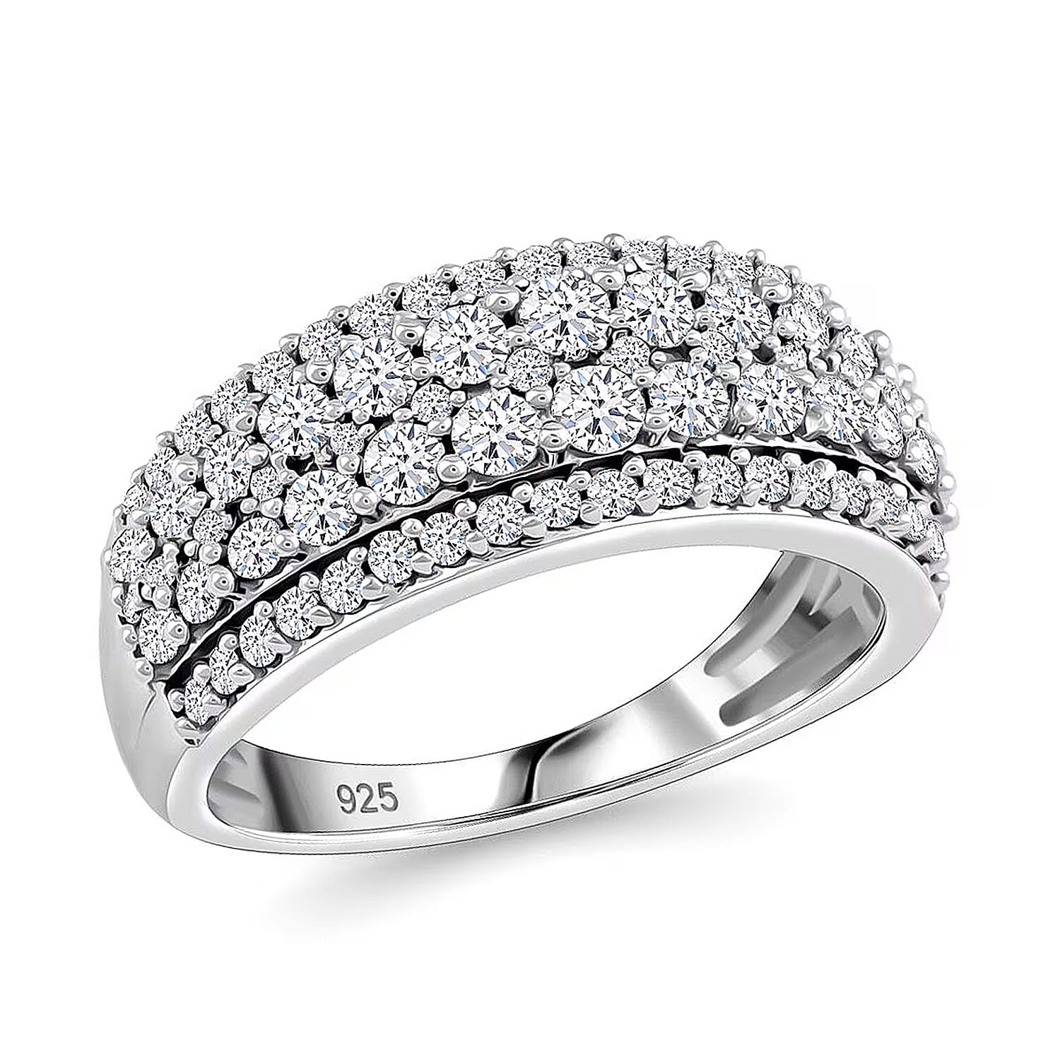 Luxuriant Lab Grown Diamond Elegant Band Ring in Sterling Silver