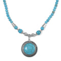Blue Howlite 125.00 ctw Necklace in Silvertone 20-22 Inches - Sticky add to cart bar