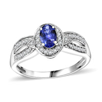 AAA Tanzanite, Moissanite Ring in Rhodium Over Sterling Silver (Size 10.0) 0.80 ctw