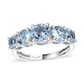 Sky Blue Topaz 5 Stone Ring in Platinum Over Sterling Silver (Size 10.0) 2.75 ctw - Sticky add to cart bar