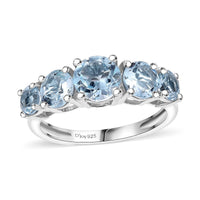 Sky Blue Topaz 5 Stone Ring in Platinum Over Sterling Silver (Size 10.0) 2.75 ctw