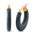 Natural Olmec Jadeite 62.00 ctw Hoop Earrings in 14K Yellow Gold Over Sterling Silver - Sticky add to cart bar