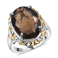 Karis Brazilian Smoky Quartz Ring 18K YG Plated and Platinum Bond (Size 10.0) 11.15 ctw - Sticky add to cart bar